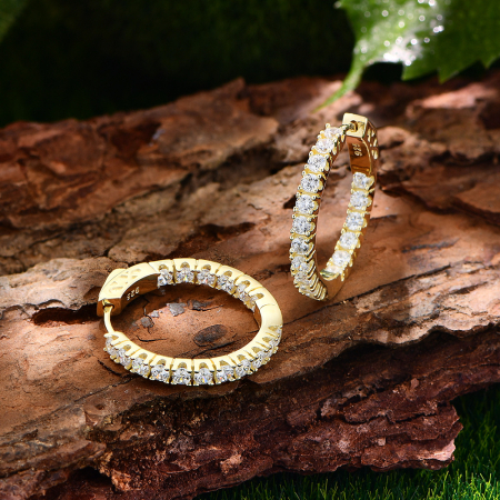 Cercei argint - Cercei Creole din Argint 925 „Eternity Hoops” cu Cristale Zirconiu Lineare