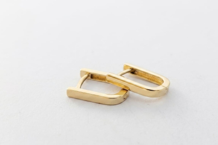 Cercei aur 14k copii - Cercei Creole din Aur Galben 14K Minimaliști | Verigi Huggie în Formă de U