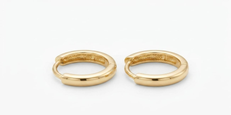 Cercei aur 14k copii - Cercei Creole Huggie din Aur Galben 14K – Model Clasic Neted (12 mm)