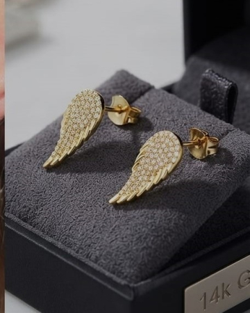 Cercei argint - Cercei din Argint 925 Angel Wings Pavé – Strălucire divină și eleganță cu sens
