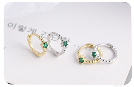 Cercei argint - Cercei din Argint 925 Aurit „Emerald Drops” – Textură Perlata și Verde Smarald