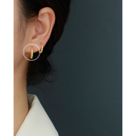 Cercei argint - Cercei din Argint 925 Aurit „Twisted Hoops” – Verigi Torsadate cu Aer Retro