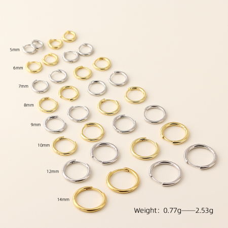 Cercei argint - Cercei din Argint 925 „Basic Huggies” – Verigi Fine pentru un Look Personalizat 14mm gold