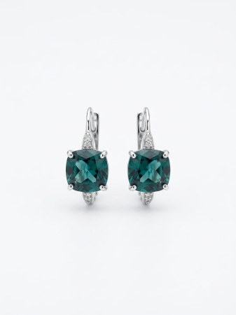 Cercei argint - Cercei din Argint 925 cu Cristal London Blue Topaz Oval și Filigran (5.8g, 2.5cm)