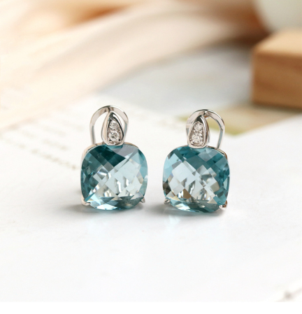 Cercei argint - Cercei din Argint 925 cu Topaz Sky Blue și Accente de Cristale