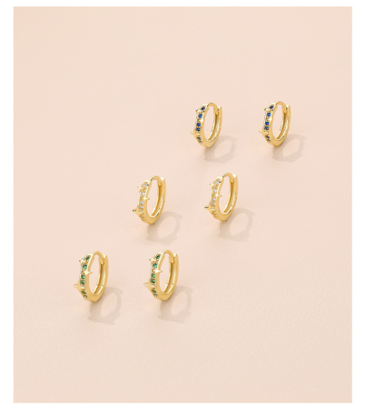 Cercei argint - Cercei Din Argint 925 Gold Celestial Huggie Hoops
