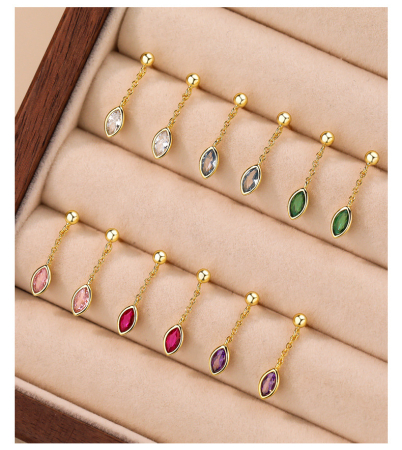 Cercei argint - Cercei Din Argint 925 Gold Marquise Drop