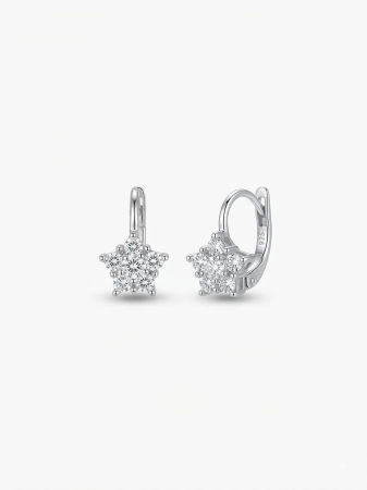 Cercei argint - Cercei din Argint 925 în Formă de Stea cu Zirconiu cubic