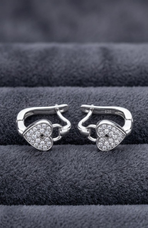 OUTLET - Cercei din Argint 925 „Lock of Love” – Lăcățele în Formă de Inimă cu Cristale