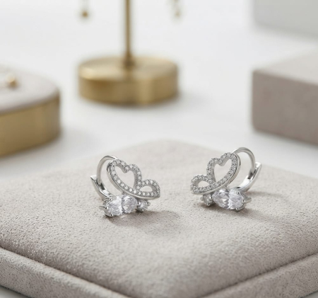 Cercei argint - Cercei din Argint 925 Model Fluture cu Cristale Zirconia Marquise, 2cm, 3.28g