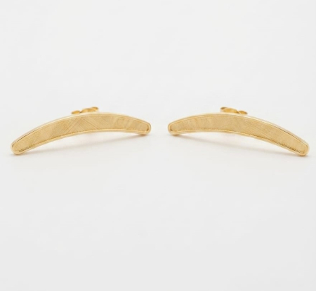 Cercei argint - Cercei din Argint 925 Placați cu Aur 18K, Tip Ear Climber cu Textură Mată Satintată, 3.18g