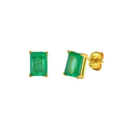 Cercei argint - Cercei argint 925 placat cu aur piatra verde