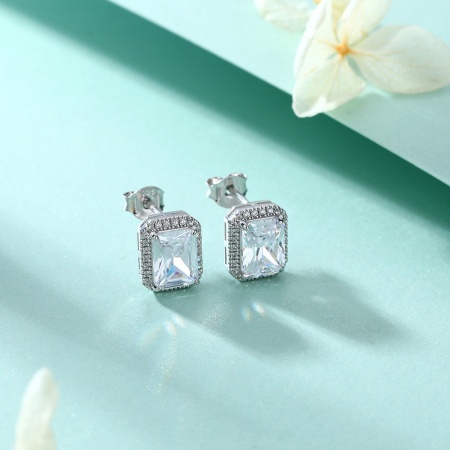 Cercei din Argint 925 „Royal Halo” – Strălucire de Diamant cu Cristal Radiant [1]