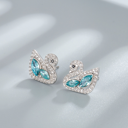 Cercei argint - Cercei din Argint 925 Royal Swan Sparkle – Grație, Eleganță și Strălucire de Azur