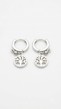 OUTLET - Cercei din Argint 925 „Tree of Life” – Verigi Moderne cu Pandantive Mobile