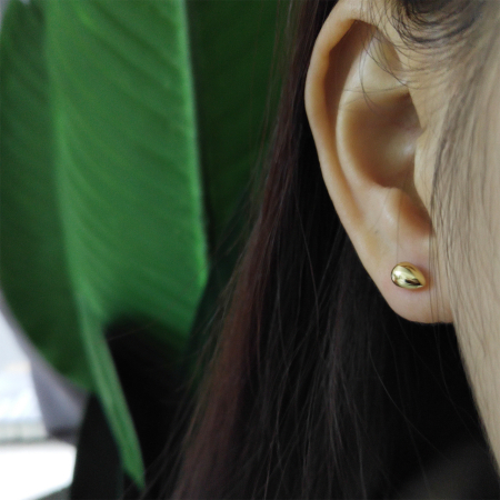 Cercei argint - Cercei din Argint 925 „Waterdrop Studs” – Model Minimalist sub Formă de Picătură, Placat cu Aur