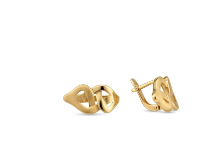 Cercei aur 14k - Cercei din Aur Galben 14K Abstract | Model cu Zale Întrepătrunse Mate și Lucioase
