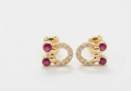 Cercei aur 14k copii - Cercei din Aur Galben 14K cu Design Potcoavă și Detalii  – 1.25 g