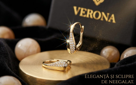 Cercei aur 14k copii - Cercei din Aur Galben 14K cu Zirconiu | Colecția VERONA Fluid Wing