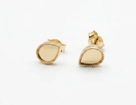 Cercei aur 14k surub - Cercei din Aur Galben 14K "Golden Droplet" – Model Picătură cu Margine Granulată