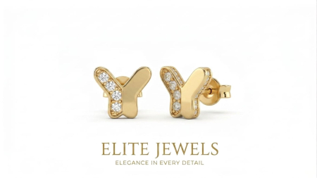 Cercei aur 14k surub - Cercei din Aur Galben 14K "Letter Y Initial" – Eleganță Personalizată cu Zirconia