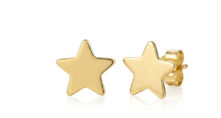Cercei aur 14k surub - Cercei din Aur Galben 14K "Minimalist Star" – Finisaj Lucios