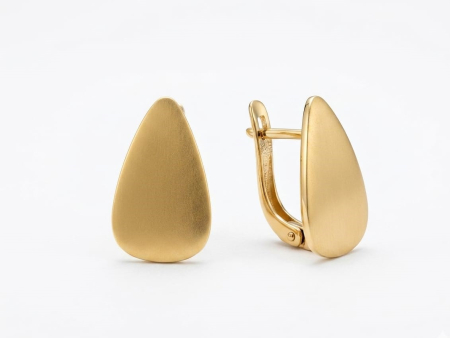 Cercei aur 14k - Cercei din Aur Galben 14K Minimaliști | Model Picătură Satinată |