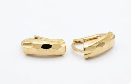 Cercei aur 14k - Cercei din Aur Galben 14K, Model Geometric Fațetat,