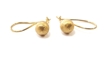 Cercei aur 14k - Cercei din Aur Galben 14K, Model Sferă Sablată (Bilă Mată), 2 cm, 1.14 g