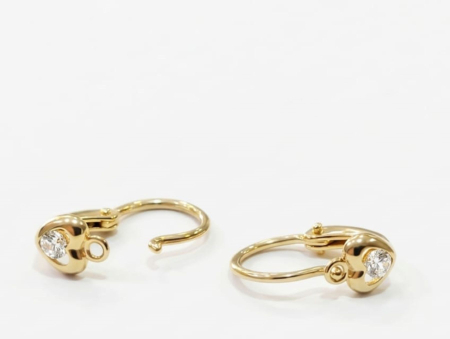 Cercei aur 14k copii - Cercei Din Aur Galben 14K Pentru Copii Inimioară Cu Zirconiu