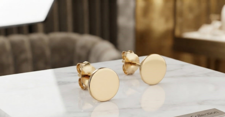 bijuterii aur - Cercei din Aur Galben 14K Rotunzi Plini | Design Minimalist (0.92 gr)