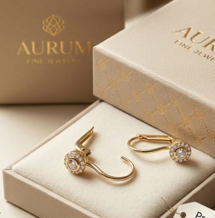 Bijuterii copii - Cercei Din Aur Galben 14K Rotunzi Tip Halo Cu Zirconiu
