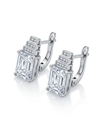 Cercei argint - Cercei Eleganți din Argint 925 cu Zirconiu – Design Geometric Art Deco