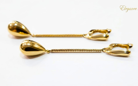 Cercei aur 14k - Cercei Lungi din Aur Galben 14K – Elegance Drop