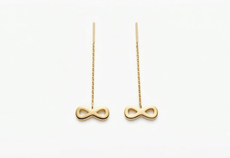 Cercei aur 14k surub - Cercei Lungi Tip Fir din Aur Galben 14K – Infinit (6 cm, 0.89g)