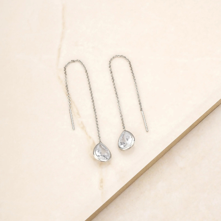 Cercei argint - Cercei lungi tip lănțișor (threader earrings)