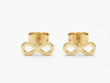 Cercei aur 14k - Cercei Minimaliști din Aur Galben 14K cu Simbolul Infinitului, Model Stud, 0.54g