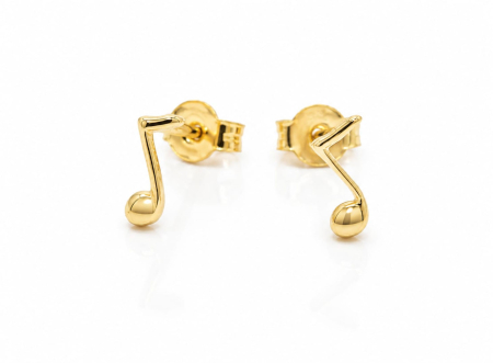 Cercei aur 14k surub - Cercei Notă Muzicală din Aur Galben 14K Minimaliști cu Închidere cu Șurub