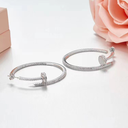 Bijuterii argint 925 - Cercei Rotunzi din Argint 925 „Just a Nail” cu Cristale Zirconia