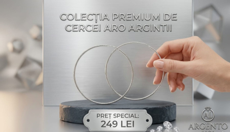 Cercei argint - Cercei Rotunzi Mari din Argint 925 Argento Lux – Model Toarte Diamantate Argintii
