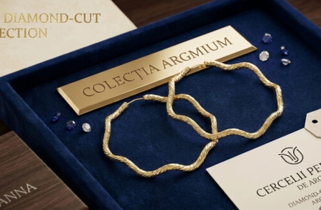 Cercei argint - Cercei Rotunzi Ondulați din Argint 925 Placați cu Aur – Colecția Argmium [1]