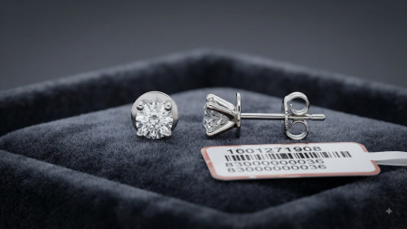 CERCEI AUR 14K CU DIAMANT NATURAL - Cercei Solitari din Aur Alb 14K cu Diamante Naturale 0.10 CT