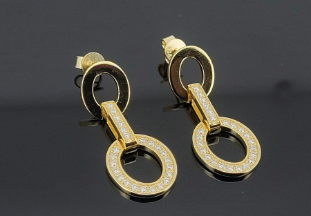 Bijuterii argint 925 - Cercei Statement Argint 925 Placați cu Aur "Geometric Glamour" – Design 3 cm