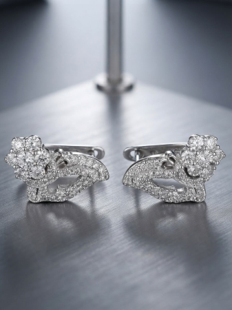 OUTLET - Cercei Statement din Argint 925 „Venetian Blossom” cu Pavaj Dens de Zirconii și Închidere Englezască