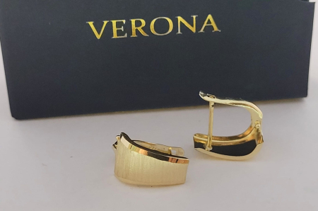 Cercei aur 14k - Cercei Statement din Aur Galben 14K cu Finisaj Satinat Periat