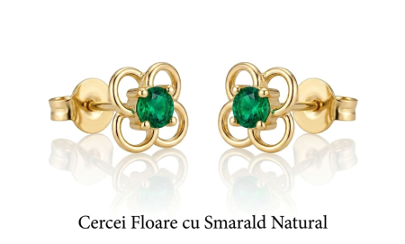 Cercei aur 14k surub - Cercei Stud din Aur Galben 14K Floare