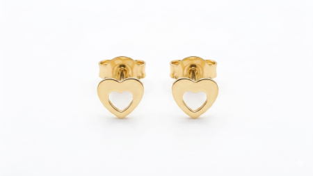 Cercei aur 14k surub - Cercei Stud din Aur Galben 14K Inimă Decupată Minimalistă