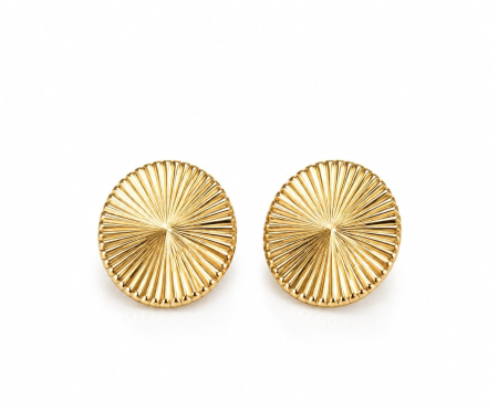 Cercei argint - Cercei Stud Mari din Argint 925 Aurit – Design Circular Sunburst