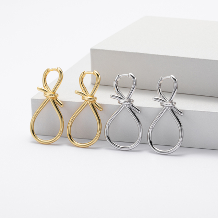 Cercei argint - Cercei Toartă din Argint 925 „Eternity Knot” – Design Minimalist cu Nod