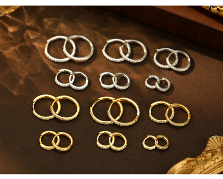 Cercei argint - Cercei Toartă din Argint 925 Placați cu Aur „Sparkle Hoop Gold”